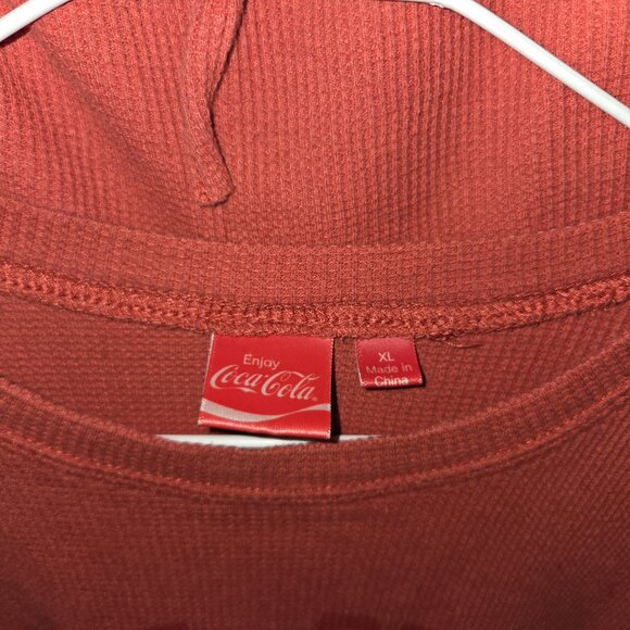 🥤Vintage Coca-Cola Thermal Rust waffle knit set w/shorts & long-sleeve top XL - Picture 4 of 8